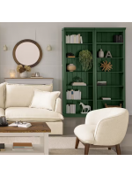 KIT COM 2 ESTANTES EM MADEIRA MACIÇA – NA COR VERDE | COLEÇÃO BIBLIOTECA